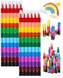 Friedwohl 12 Stück Stapelbare Wachsmalstifte, Kinder Malstifte Spielzeug, 12 Farben Baustein Buntstifte, Sicherheit und Ungiftig Regenbogen Stift, kinder Malerei Geschenk, ideal Kleine als mitgebsel