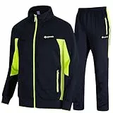 donhobo Herren Jogginganzug Trainingsanzug Sportanzug Fußball Sporthose Hoodie Hose für Gym Warm Tracksuit(02Grün,L)