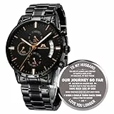 MEGALITH Armbanduhr Herren für Ehemann Chronograph: Schwarz Uhren Herren Edelstahl mit Datum - Personalisierte Herrenuhr Geschenk zum Geburtstag Jahrestag Valentinstag