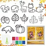 Sophisticate DIY Fensterbilder Herbst Kinder, Bastelset für Blattdekorationen, Halloween und Weihnachten