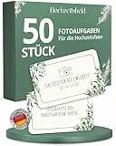 HOCHZEITSHELD Fotoaufgaben Hochzeit als Hochzeitsspiele für die Gäste und Brautpaar - Originelles Fotospiel Hochzeit als Stimmungsmacher - Auch als Hochzeitsdeko Tisch und Fotobox Accessoires geeignet