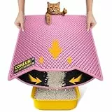 Conlun Katzenklo Matte, 58x42cm Waben Doppelschicht Katzenstreu Matte, Urin- & Wasserdichte Katzenmatte Katzenklo, Leicht zu reinigen, Rutschfeste Katzenmatte für den Boden, Rosa