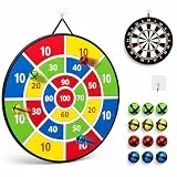 WDKXCN Klett Dartscheibe Kinder, 72CM Kinder Dartscheibe mit 12 Klebrigen Bällen, Faltbares Dart Board Doppelseitige Dartspiel für Groß Und Klein Jungen Mädchen