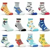 HYCLES Baby Socken - 12 Paar Anti Rutsch Socken Kind ABS Socken Kinder Stoppersocken Kinder Baby Jungen Mädchen Kinder Kleinkind 01 Cartoon für 3-5 Jahre