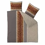 CelinaTex Fashion Bettwäsche 200x200 cm 3teilig Baumwolle, Bettgarnitur für Sommer und Winter, Ganzjährig, Bettbezug, Bettenset, Schöner Wohnen Adda Afrika Beige Braun Grau