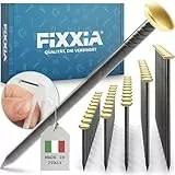 FIXXIA 50 Stahlnägel mit goldfarbenen Kopf gemischte Längen 20/25/30/40/50mm, Bildernägel, Nägel zum Bilder aufhängen, Bildaufhänger, Betonnägel, Aufhänger für Bilder (inkl. Einschlaghilfe)