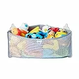 Munchkin Badezimmer-Organizer für Baby-Badespielzeug, Badespielzeug-Aufbewahrungsnetz für die Eckwand, Badespielzeugablage aus weichem Material, mit Saugnäpfen, Grau