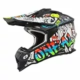 O'NEAL | Motocross-Helm | MX Enduro | ABS-Schale, Lüftungsöffnungen für optimale Kühlung | 2SRS Helmet RANCID V.24 | Erwachsene | Schwarz Weiß | Größe M