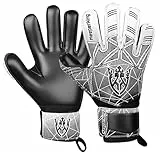 Keeperking Torwarthandschuhe Erwachsene Kinder Jugend mit und ohne Fingerschutz Fußballhandschuhe abnehmbar fingersave 4mm Unisex (8, Schwarz- Abnehmbar FS)