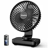 EasyAcc Tischventilator, 4000 Akku Batterie Klein USB Ventilator, Tragbarer Aufladbar Basis Ventilatoren mit 4 Geschwindigkeiten für Camp,Büro, Bibliothek und Zuhause - Schwarz