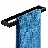 SAYAYO Handtuchhalter Ohne Bohren Schwarz Handtuchstange Ohne Bohren Selbstklebend oder Zum Bohren Wandmontage Edelstahl Badetuchhalter für Badezimmer und Küche 30CM