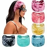 Loiluliy 6 Stück Stirnband Damen Haarband Damen Breite Haarbänder Elastizität Headband Weiche Kopftuch Haarschmuck Fit Workout Spa Fitnesss Laufen Yoga