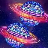 Ivtivfu Fliegender Ball (Blau,2 Stück), Flying Spinner, Magic Hover Schwebe Ball, Magischer Ball, Zauberball, LED UFO Ball Toys, Bumerang, Spielzeug Drohne für Kinder ab 6, 8, 10, 12 Jahren