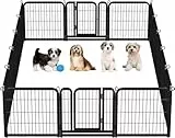 Yaheetech 16-teilig Hundelaufstall 63cm hoch, Hundezaun mit 2 Türen, Welpenlaufstall für Garten, Automatische Verriegelung, Flexibel und faltbar, Für Hund Katze Welpe Kaninchen Meerschweinchen