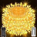 Ollny Lichterkette außen 40M 400 LED Lichterkette warmweiß 8 Modi mit Fernbedienung IP44 Wasserdicht Timer Lichterkette innen außen Party Hochzeit Ostern Garten