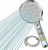 Cobbe Duschkopf mit Filter, Hochdruck Handbrause mit Schlauch, 6 Strahlarten Duschkopf Wassersparend mit Filtration in 20 Schichten, Duschbrause für Hartes Wasser,Rest-Chlor,Bakterien, Brushed Nickel