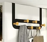 NAROSEBE Türgarderobe zum Einhängen Türhakenleiste Kleiderhaken mit 7 Haken Türhaken Schwarz Zum Einhängen Tür Innenseite Türhänger Kleiderhaken Ohne Bohren Tür für Küche, Flur, Schlafzimmer