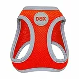 DDOXX Reflektierendes Airmesh Step-In Hundegeschirr - Verstellbare Brust Welpengeschirr für alle Größen - L (Orange)