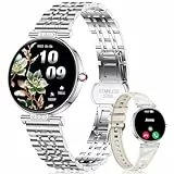 CIVO Smartwatch Damen Fitness Tracker: Smart Watch Rund Wasserdicht mit Telefonfunktion Kompatibel iOS Android - Fitnessuhr Damen Schrittzähler Sportuhr, Silber
