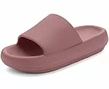 Misolin Badeschuhe Damen Herren Original Hausschuhe Cozislides Wolke Schlappen Super Weich rutschfest Badelatschen Sommer Pantoletten Cozy Cloudyzzz Slides Indoor/Outdoor,Rotbraun 39/40 EU