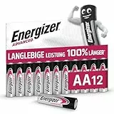 Energizer Advanced - AA Batterien (12 Stück) - 1,5V Alkali-Batterien - Leistungsstark und Langlebig - Made in EU - 100% plastikfreie Verpackung - 10 Jahre lagerfähig [Exklusiv bei Amazon]