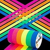 Koogel 6 Rollen Neon Klebeband, Fluoreszierendes Leuchtklebeband für Partydeko Halloween Handwerk (5m x 1,5cm)