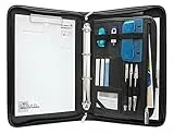 WEDO Elegance A4 Konferenzmappe mit Rundum-Reißverschluss – Business Organizer mit abnehmbarem 4-Ring-Mechanismus, Außentaschen, Stift- & Kartenfächern – schwarz