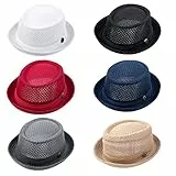 ZffXH 2/6 PCS Pork Pie Mesh Porkpie Hut Atmungsaktiv Weiche Strandkappe Sommer Heisenberg Fedora Hut für Männer Frauen