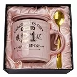21 Geburtstag Geschenk, Geschenke für 21 Jährige Frauen, Happy 21st Birthday, Geschenk für Tochter, Mädchen, Schwester, Beste Freundin, Nichte, 400ml Süße Kaffeetasse mit Golddruck, Geschenkbox