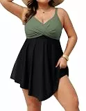 Hanna Nikole Badeanzug Damen Sexy Große Größen Badeanzüge Bauchweg Shape Badekleid Push Up Bademode Einteiler Crossover Badebekleidung Mit Badeshorts Schwimmanzug
