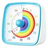 Yunbaoit Visueller Timer für Kinder & Erwachsene, 60 Minuten Regenbogen Countdown Timer mit Stummer Flash Funktion, Zeitmanagement Tool für Klassenzimmer, Haus, Küche, Büro (Blau)
