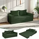 MeMoreCool Boneless Couch, Cord Faltbares Bodensofa mit Kissen, Ausziehbares Futon Schlafsofa, Bequemes Lounge-Sofa/Matratze/Gästebett für Wohnzimmer und Schlafzimmer, Grün
