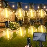 Solar LED Fernbedienung Lichterkette Aussen - 30M 98FT G40 LED Outdoor Solarlichterkette 3 Modi mit Wetterfest G40 Glühbirne IP65 Wasserdich Aussen Lichterketten für Garten Balkon Vorzelt Pavillon