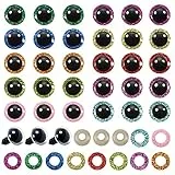 TOAOB 60 Stück 18mm Sicherheitsaugen Puppenaugen Tieraugen Kunststoff Bastel Augen Glitzer Bunt Augen mit Unterlegscheiben für Häkeltiere Marionette Puppenherstellung
