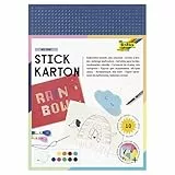 folia 2346 - Stickkarton, 17,5 x 24,5 cm, 10 Blatt, farbig sortiert, unbedruckt mit Stickanleitung - ideal für erste Stickübungen für Kinder
