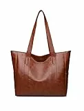 YXQSED Henkeltaschen Damen PU Leder Shopper Henkeltaschen Tasche Student Schultasche Arbeit Handtaschen für Damen Schultertaschen Damentaschen Weich Umhängetasche-Braun