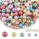 TOAOB 600 Stück Natürliche Runde Rosa Serie Holzperlen set 6mm bis 14mm Gemischte Größe Runde Holzperle Basteln mit Loch für DIY Schmuck Herstellung