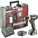 Metabo Akku Bohrschrauber BL 12 Set (mit Akku 2,0 Ah, 12 V, Akkuschrauber mit Koffer + Zubehör, inkl. Ladegerät, Bitdepot) 601036870