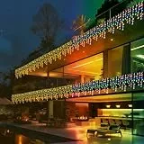 Eisregen Lichterkette mit App Steuerung, Lichterkettenvorhang mit musikalischem Rhythmus, IP44 wasserdicht, 17 Modi, App-Timer & Fernbedienung für Wohnzimmer Hochzeit Weihnachten Party Halloween