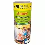 Favorit 1257 Anzündestiks Naturholz; Praktische Anzünder aus Echtholz und Wachs, besonders brennstark und einfach zu verwenden; in praktischer Vorratsbox, 100 Stück + 20% gratis