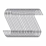 Swatowot 30 Stück S Haken, 9 cm Hängehaken, Haken Garderobe, Haken Zum Einhängen, Kleiderbügel (Silber)