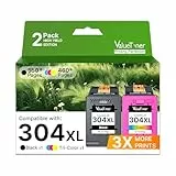 Valuetoner 304 XL Multipack Druckerpatronen Kompatibel für HP 304 Druckerpatronen für HP Envy 5030 5010 5000 5020 5032 Deskjet 2630 3750 3730 3762 2620 2622 3720 3760(2 Pack)