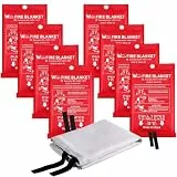 wucgea Löschdecke für küche - 8 Packung Feuerlöschdecke DIN EN 1869:2019 Glasfaser Brandschutzdecke für Fettbrände Auto Schule Kamin Büro Garage Schweißen Lager 1,0m x 1,0m