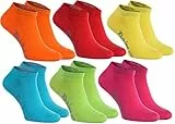 Rainbow Socks - Damen Herren Baumwolle Bunte Sneaker Socken - 6 Paar - Orange Rot Gelb Teal Grün Magenta - Größen 39-41