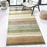 Floordirekt Teppich Läufer für Küche, Flur & Wohnraum - Teppichläufer auf Maß - Meterware - Flurteppich - Küchenläufer - Wohnzimmer Teppich (80 x 200 cm, Naxos - Beige-Rot)