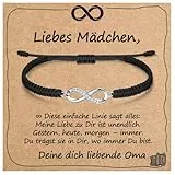 J.Endéar Unendlichkeits Armband für Enkelin Geschenk mit Segenskarte | 925 Sterling Silber, Zirkonia & Geflochtene Kordel | Unendliche Liebe Geschenk für Abschluss Geburtstag für Mädchen