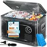 KESSER® Kompressor Kühlbox 2in1 Doppelzone Kühl & Gefrierfach 49 Liter elektrische Gefrierbox mit 2x Kühlakkus & LED-Touch-Bedienung | Kühlschrank Kühlung bis -20 °C für Camping, Auto, Lkw 12/24V 230V