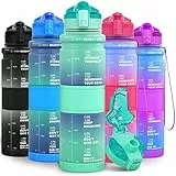 Lunidry Trinkflasche - Tritan BPA Frei Wasserflasche Kinder, 1L/500ml Kohlensäure Geeignet Auslaufsicher Sport Trinkflasche mit Zeitmarkierungen & Fruchteinsatz Für Schule, Fahrrad, Gym, Outdoor