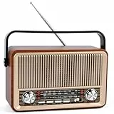Glovios Retro Radio AM/FM/SW kofferradio mit 1200mAh Akku& Bluetooth 5.1,AUX/USB/TF Unterstützung - Für Küche, Büro Und Zuhause, Einfaches Radios für Senioren