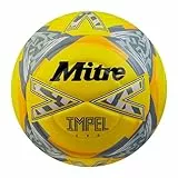 Mitre Impel Evo Fußball | strapazierfähiger Trainingsball | Hyperseam-Technologie, Fluo-Gelb/Schwarz/Kreisgrau, 4